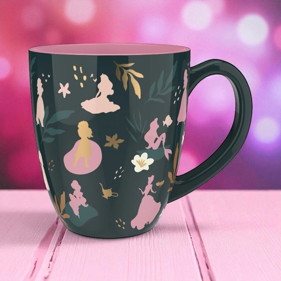 Disney Other - 15oz Disney Princess Silhouette Mug - Dark Green and Pink